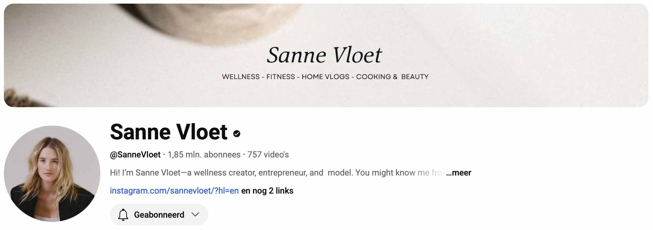 Sanne Vloet - Youtube kanaal